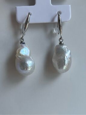 Natural Baroque Pearl Drop Earrings - White 52